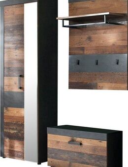 INOSIGN Garderoben-Set Ilana, (Set, 3-St), Garderobenmöbel im modernen Industrial Style mit antikfarbenen Griffen