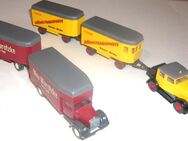 Wiking H0 Oldtimer MB L2500 Kofferzug Hanomag ST100 mit 2 Hänger Möbeltransport - Amberg