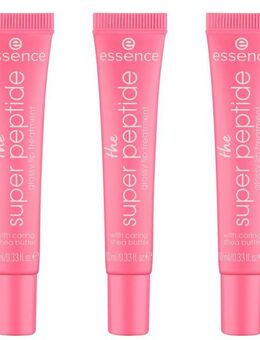 Essence Lippenbalsam the super peptide glossy lip treatment, 3-tlg., mit milchig glänzender Textur