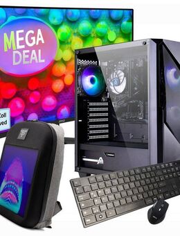 GAMEMAX MegaDeal Striker SET2592 PC-Komplettsystem (32", AMD Ryzen 5 5600G, Radeon Graphics on Board, 32 GB RAM, 1000 GB SSD, Windows 11 + MSI MAG 32C6 Curved Monitor, 80cm (32)