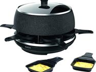 Tefal Raclette und Fondue-Set RE12C8 Fondue Cheese 'n Co, 6 Raclettepfännchen, 850 W, pülmaschinengeeignet, Rezeptbuch, Stein-Optik