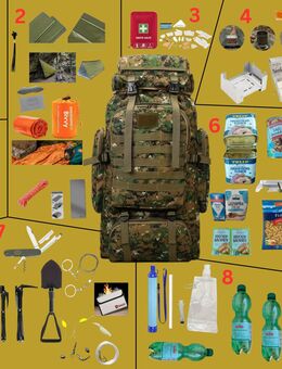 Der ultimative Notfallrucksack (gefüllt), Fluchtrucksack, Outdoor 80 Liter - Buchbrunn