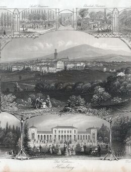 Bad Homburg , Souvenirblatt Original Stahlstich, Heawood um 1850 - Bautzen