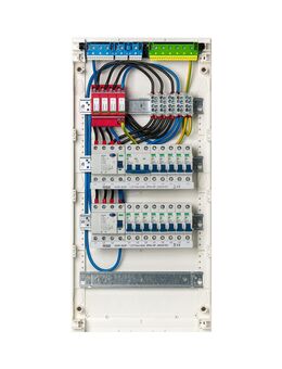 Zählerschrank Sicherungskasten Verteilerkasten Baustrom Hager Unterverteilung Unterputz Hohlwand Üschutz Überspannungsschutz verdrahtet Hager VA48CN - Wuppertal