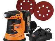 Profiwerk Akku-Exzenterschleifer PWES-01-Kit 20V, 125 mm, 2,0Ah Akku, Netzteil, max. 10000 U/min