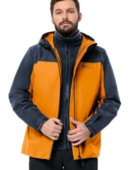 Jack Wolfskin 3-in-1-Funktionsjacke TAUBENBERG 3IN1 JKT M Wasserabweisenden Reißverschlüssen, Wasserdicht, Atmungsaktiv