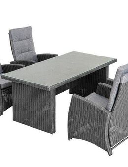 KONIFERA Garten-Essgruppe »New Paris«, (Set, 13-tlg., 4 Sessel, Rückenlehne verstellbar, Tisch 90x180x75 cm), inkl. Auflagen, Aluminium/Polyrattan