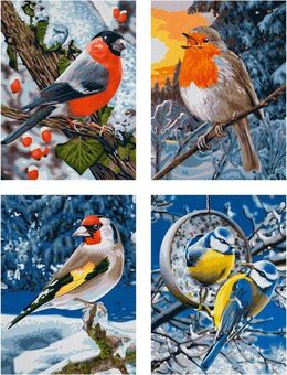 Schipper Malen nach Zahlen Meisterklasse Quattro - Wintervögel, Made in Germany