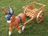 Esel klein mit Wagen in braun oder grau NEU Dekofigur Gartendeko - Hergisdorf