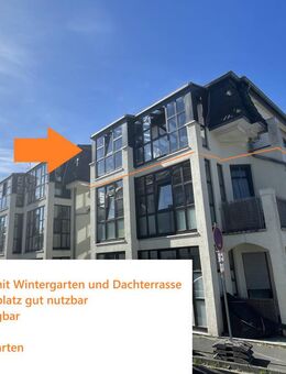 Kreuzberghang/Lengsdorf, lichtdurchflutete ETW mit 2 Zi., Wintergarten, Dachterrasse, TG-Platz, frei - Bonn