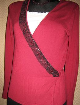 NEU * DESIGNER * Glitzer * Pailletten * Feinstrick * Wickel * Pullover * Strick-  Jacke * Cardigan * Gr. 38- 40/ S- M * kirsch- rot * - Riedlingen