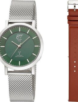 ETT Funkuhr Atacama ELS-11618-81MS, (Set, 2-tlg., mit Wechselband), Armbanduhr, Damenuhr, Solar, ideal auch als Geschenk