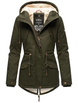 Marikoo Winterjacke Manolya stylischer Kurzmantel mit weichem Teddyfell-Futter