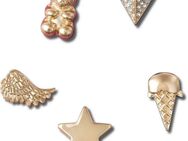 Crocs Schuhanstecker Jibbitz™ Gold Icons (Set, 5-tlg., Kein Spielzeug. Nicht für Kinder unter 3 Jahren geeignet), mit Strass-Steinchen