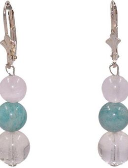 Firetti Paar Ohrhänger Schmuck Geschenk Silber 925 Ohrschmuck Ohrringe Edelsteine, Made in Germany - mit Amazonit, Bergkristall, Rosenquarz