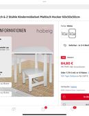 Kindersitzgruppe HABEIG – Tisch & 2 Stühle, Weiß – sehr guter Zustand in 42651