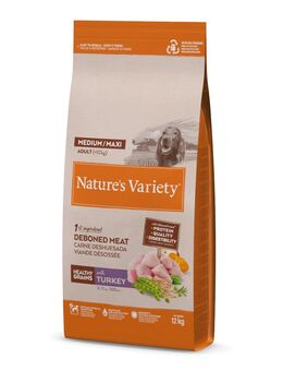 1,5 kg gratis! 12 kg Nature's Variety Medium/Maxi Trockenfutter - Healthy Grains Adult Truthahn