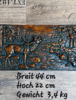 Gussbild Relief, Jagdmotiv, röhrender Hirsch . 3,4 kg , Wandbild - Hannover Buchholz-Kleefeld