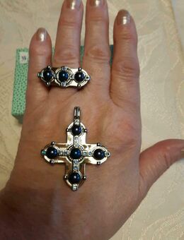 Pierre Lang Set Anhänger Ring Gr. 8 ru/bl Perle - Frankfurt (Main) Zeilsheim