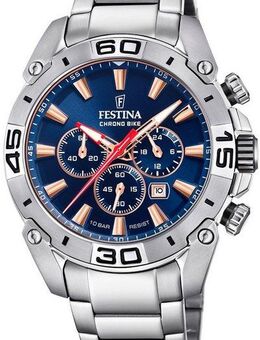 Festina Chronograph Chrono Bike 2021 F20543/4, Armbanduhr, Quarzuhr, Herrenuhr, Stoppfunktion, Edelstahlarmband