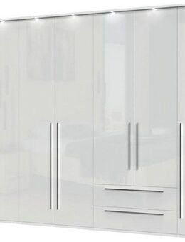 Places of Style Drehtürenschrank Piano, inklusive Rahmen und Beleuchtung, soft-close-Funktion (viele Breiten zur Auswahl, 226cm hoch, mit jeweils 2 Schubladen) beige oder weiß, UV lackiert, Hochglanzfronten, FSC-zertifiziert