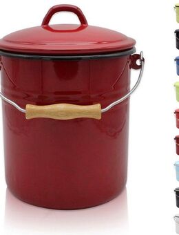 Krüger Mülleimer Emaille Mülleimer mit Deckel Serie Rio, schnitt- / kratzfeste Oberfläche, bakterienabweisend, extrem langlebig