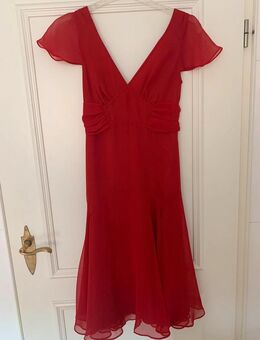 NEU * Cocktail * Abend * Ausgeh * Anlass * Ball * Seiden- Chiffon * Rüschen- Volant * Midi- KLEID "HALLHUBER" Gr. 36- 38/ S * rot * - Riedlingen