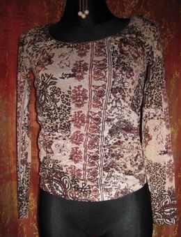 NEU * Blumen * Blüten * Flower- Power * Longsleeve * Langarm * Chiffon * Mesch * Bodycon * T- Shirt "S.Oliver" Gr. 38- 40/ S- M * braun * beige * dunkel- wein- rot - bordaux * - Riedlingen