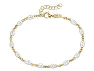 Smart Jewel Armband mit Kugeln und Süßwasser-Perlen, Silber 925