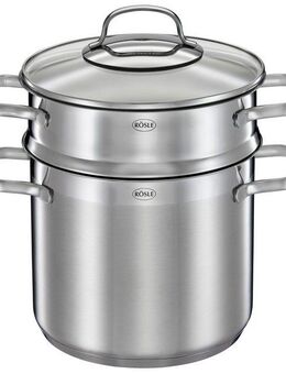RÖSLE Spaghettitopf ELEGANCE, Edelstahl 18/10 (1-tlg), mit Pastaeinsatz und Innenskalierung, 5 Liter, Induktion
