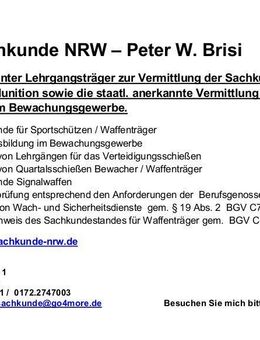 Waffensachkunde NRW - Peter W. Brisi - Bochum