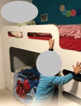 Hochbett 2-Etagenbett in weiß H/B/T 140/190/80cm inkl 2x Matratzen Allergiker geeignet - Weil der Stadt