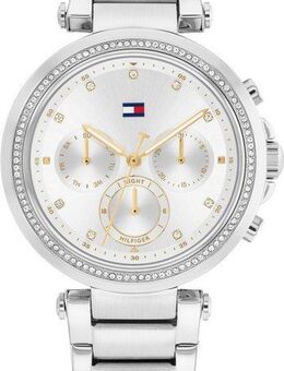 Tommy Hilfiger Multifunktionsuhr EMILY 1782701, Quarzuhr, Armbanduhr, Damen, Datum, Glaskristalle, Edelstahlarmband