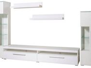 INOSIGN Wohnwand India,Breite 290cm moderne Mediawand ohne Beleuchtung, (Set, 5-St., fdete), Anbuwand (Set,5-St, 2xVitrine, 1TV-Schrank, 2xWandregal) viel Stauraum