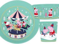 KOZIOL Kindergeschirr-Set Kleiner Teller + Schale + Becher CONNECT PEPPA PIG WINTER WONDERLAND (3-tlg), 1 Personen, Kunststoff, Polypropylen, made in Germany, melaminfrei, klimaneutral, 3 Teile, für 1 Person