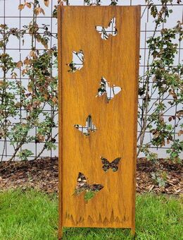 Kleine Sichtschutzw. Stele "Schmetterling" Edelrost Gartenstecker - Kraftisried
