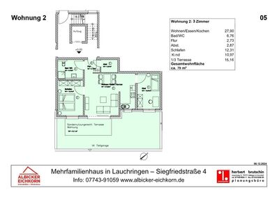 3 Zi. EG mit Terrasse ca. 79 m² - Wohnung 2 - Siegfriedstr. 4, 79787 Lauchringen - Neubau