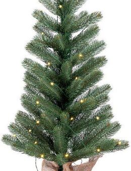 IC Winterworld Künstlicher Weihnachtsbaum LED-Tannenbaum, künstlicher Christbaum, Nordmanntanne, Weihnachtsdeko mit Jutebeutel um den Betonfuß, Batteriebetrieb