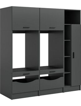 welltime Badmöbel-Set FALAS, TOPSELLER!, 3-teilig, Hauswirtschaftsraum Set, Breite 182 cm, (Set, 3-St., bestehend aus: 2x Waschmaschinenumbauschrank & 1x Mehrzweckschrank), Kombination, Waschmaschinenumbau, Waschmaschinenschrank, Wäschekammer