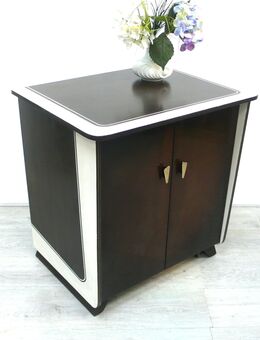 50er Sideboard, Beistellschrank, 2-türig, Nußbaum dunkel + Creme-Weiß, Rockabilly Ära - Sinzig