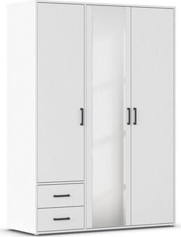 rauch Drehtürenschrank Kleiderschrank Schrank Garderobe Wäscheschrank VOYAGER (in 3 verschiedenen Ausstattungen BASIC/CLASSIC/PREMIUM) mit modernen Griffen in Graumetallic, inkl. Schubkästen und Spiegel