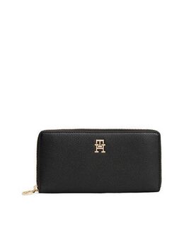 Tommy Hilfiger Geldbörse TH DISTINCT LRG ZA, Damen Geldbeutel, Portemonnaie mit goldfarbenem TH-Logoelement