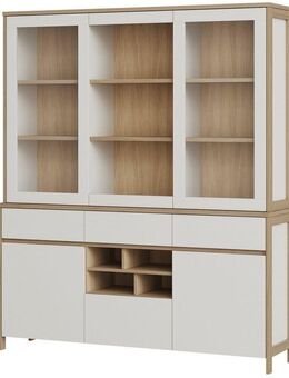 Home affaire Buffet Stranda, Hochschrank im Scandi-Style, moderner Schrank Rahmenoptik, ausreichend Stauraum, vielseitig einsetzbar, 164 cm breit