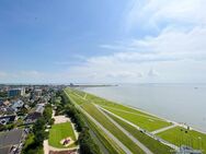 Modernisierte 1,5-Zimmer-Wohnung im 16. Stock des Büsumer Hochhauses mit weitem Blick über die Nordsee und den Büsumer Hafen - Büsum