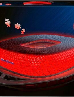 Ravensburger 3D-Puzzle 3D Puzzle Iconics: Allianz Arena - mit Licht, 216 Puzzleteile, mit LED Licht, Made in Europe