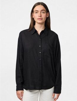 pieces Hemdbluse PCPIA LS LOOSE SHIRT WVN NOOS mit Leinen