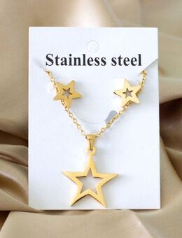 ☝️☝️☝️ Set: Halskette + Ohrringe, Edelstahl Gold, Sterne, NEU ⭐⭐⭐⭐⭐ - Gersthofen