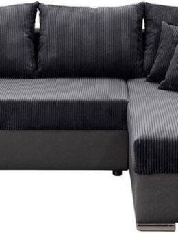 COLLECTION AB Ecksofa L-Form, Regalarmlehne mit LED RGB Beleuchtung,Bettfunktion und Bettkasten