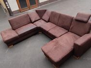 Braune Ledercouch mit Ottomane - Mannheim Zentrum