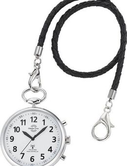 MASTER TIME Taschenuhr Sprechende Taschenuhr, (Set, 2-tlg., mit Lederband), sprechende Funkuhr, Quarzuhr, Status Funkempfang, 4 Alarmzeiten